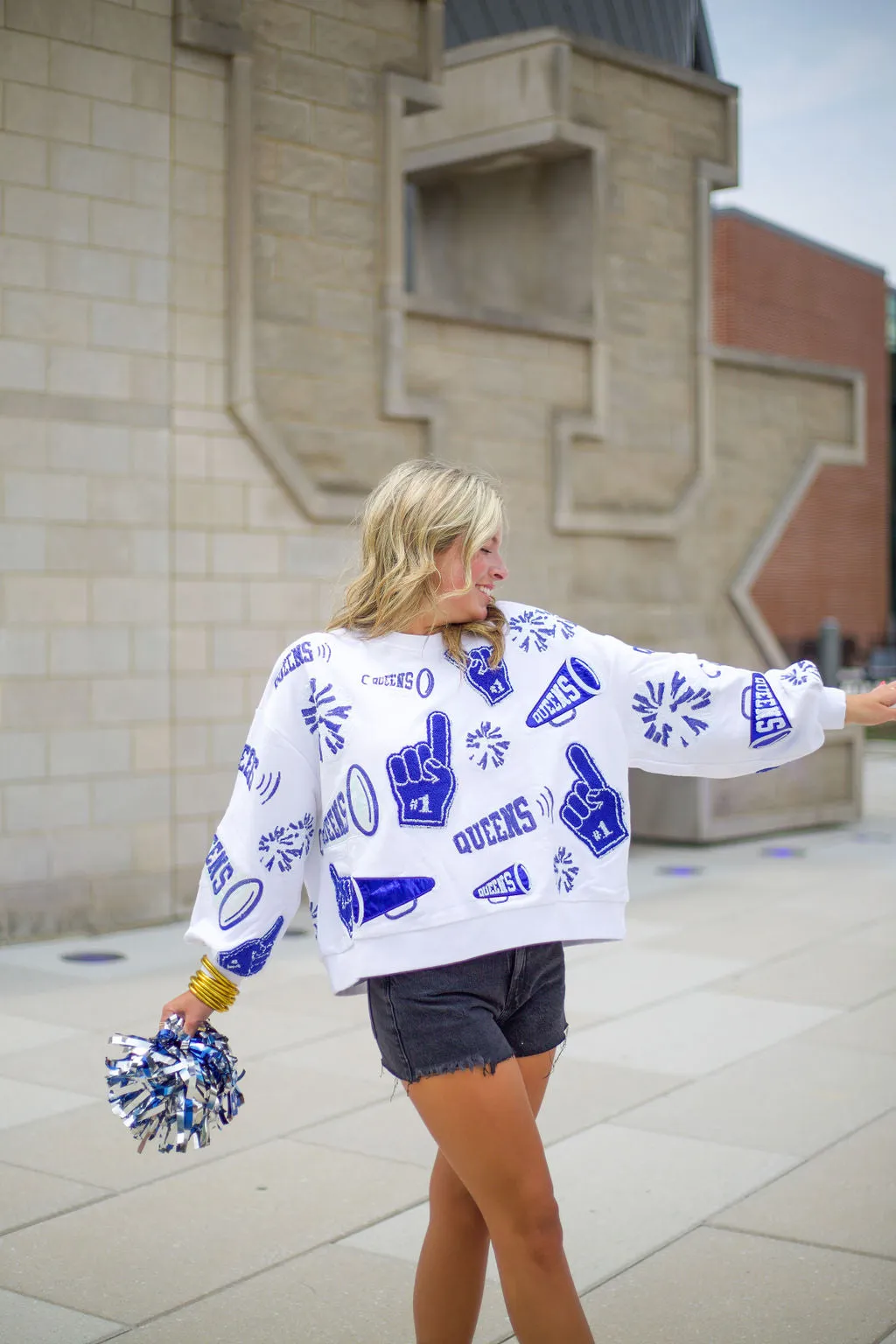 Queen of Sparkles Royal & White Cheers Queen Icon Sweatshirt