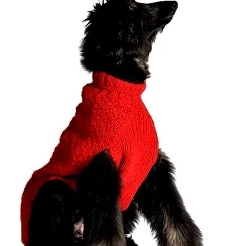 Red Cable Dog Sweater