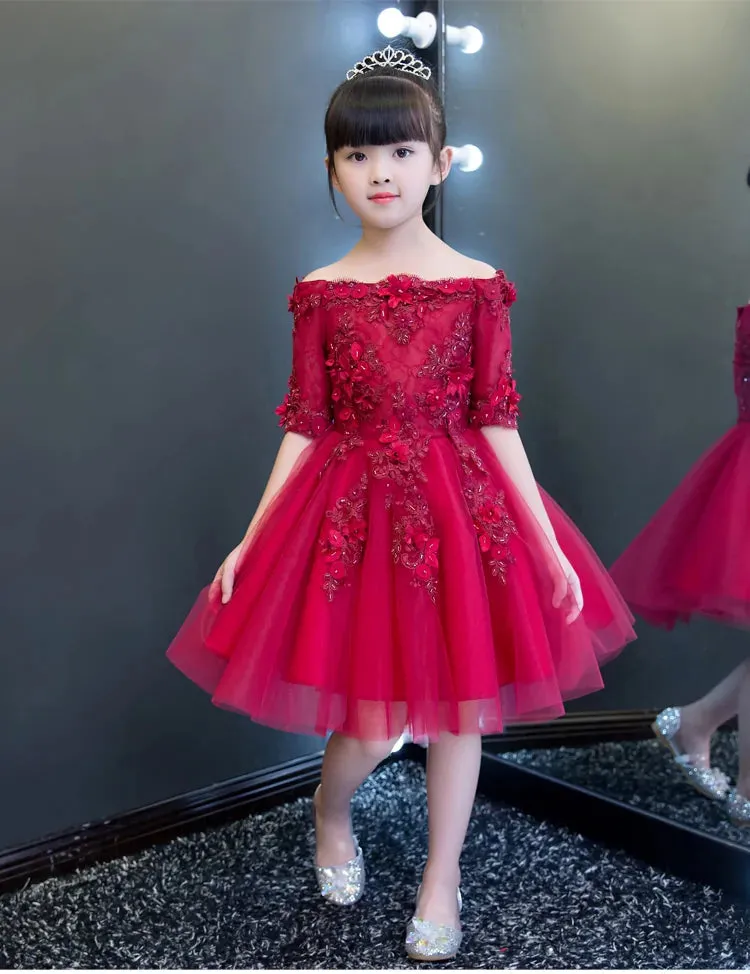 Red Tulle Flower Girl Dress