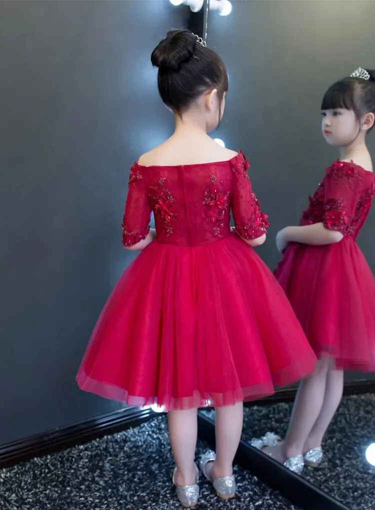 Red Tulle Flower Girl Dress