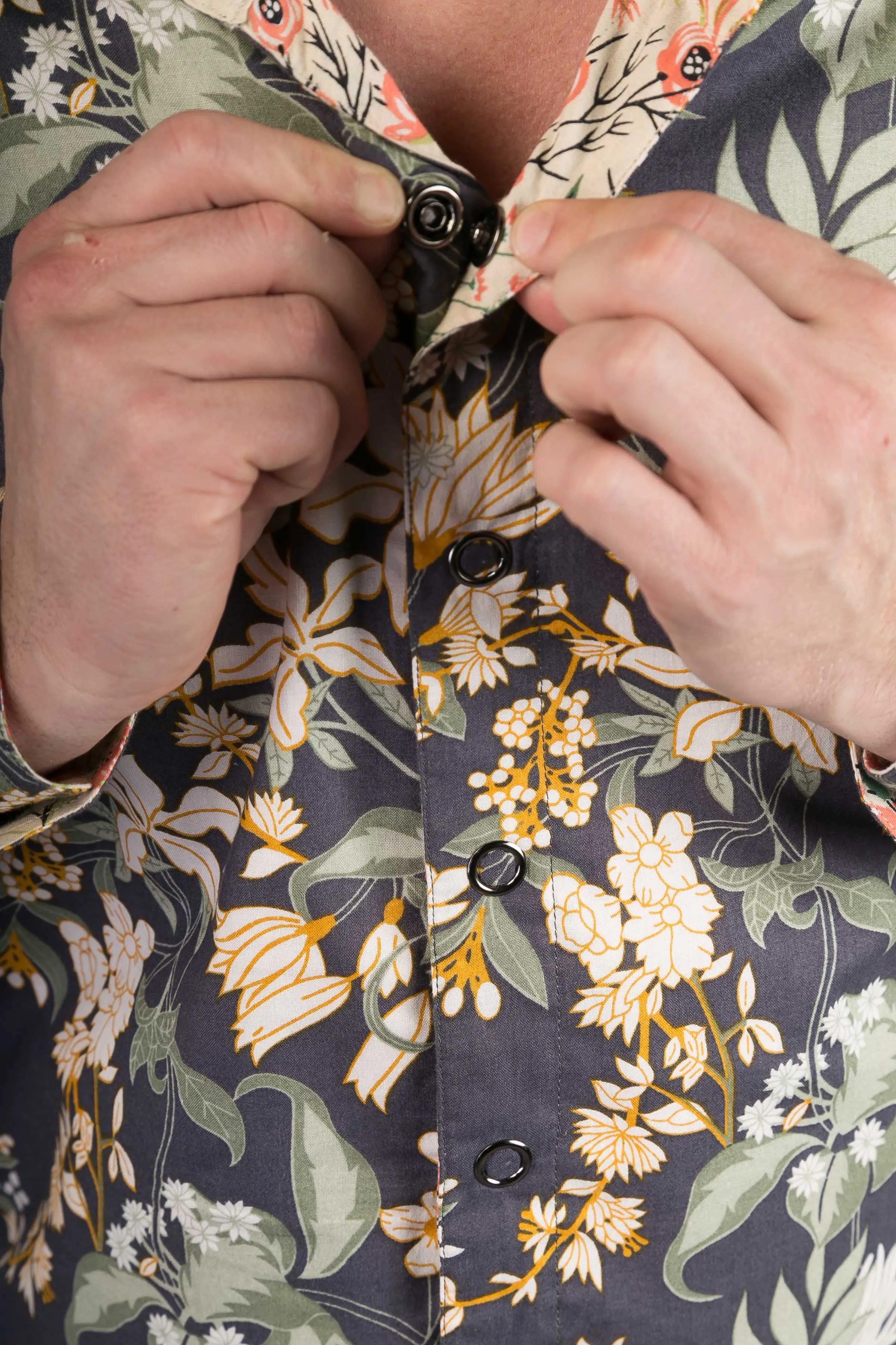 Reversible Floral Print Cotton Slim Fit Shirt