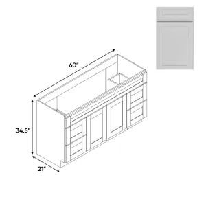 RTA - Elegant Shaker White - Vanity Cabinets with 2 Door - 4 Drawer (2 Left - 2 Right) - 60"W x 34.5"H x 21"D