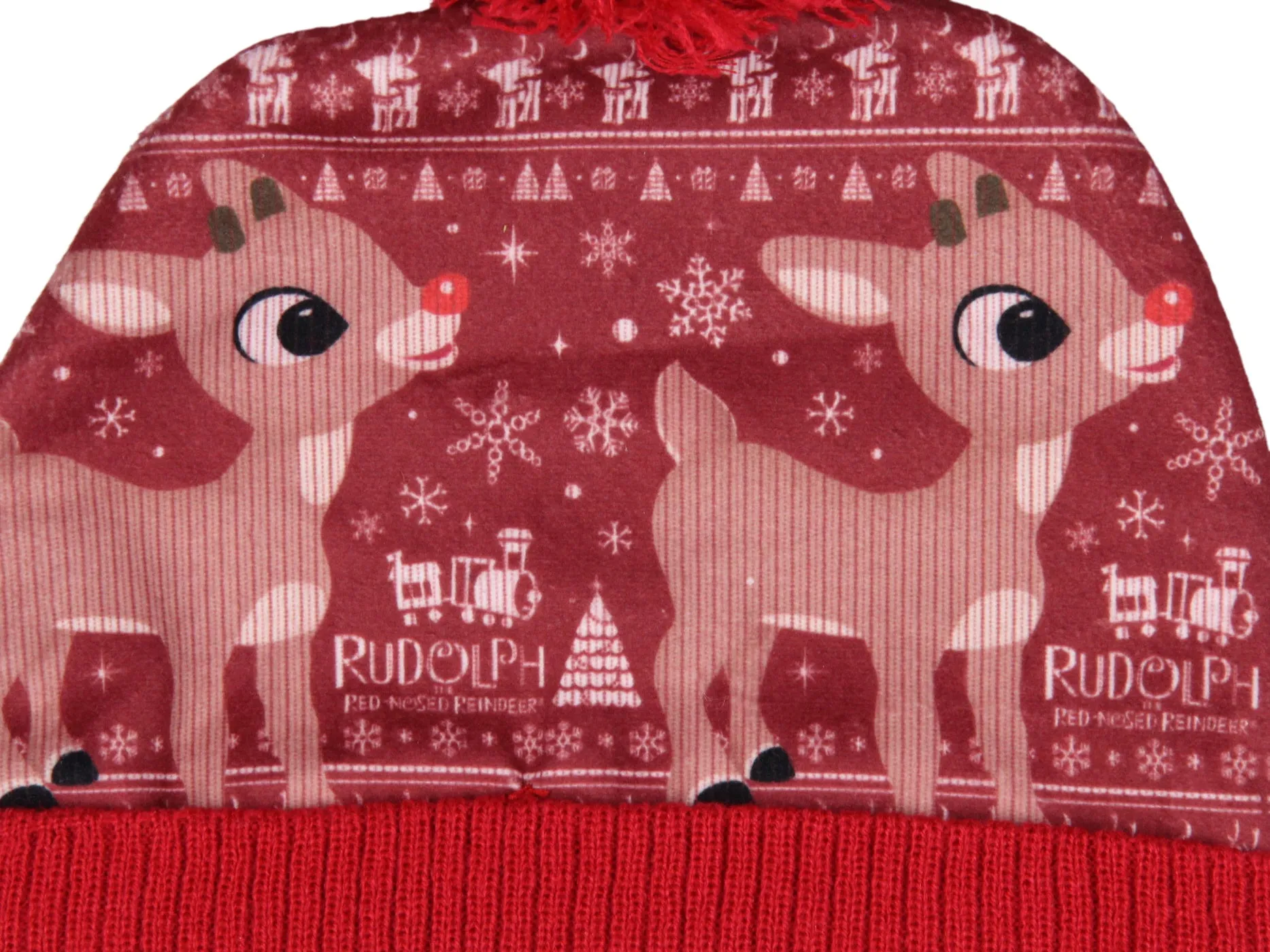 Rudolph The Red-Nosed Reindeer Cuffed Pom Beanie Hat