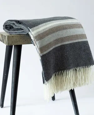 Soho Cashmere & Wool Throw Charcoal/Taupe