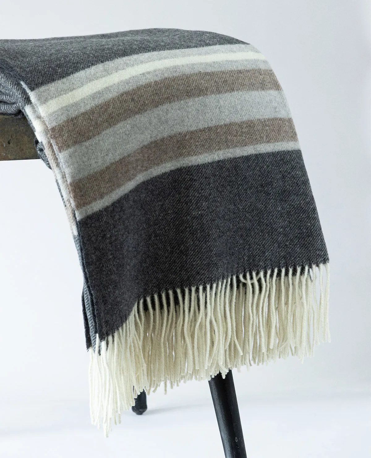 Soho Cashmere & Wool Throw Charcoal/Taupe