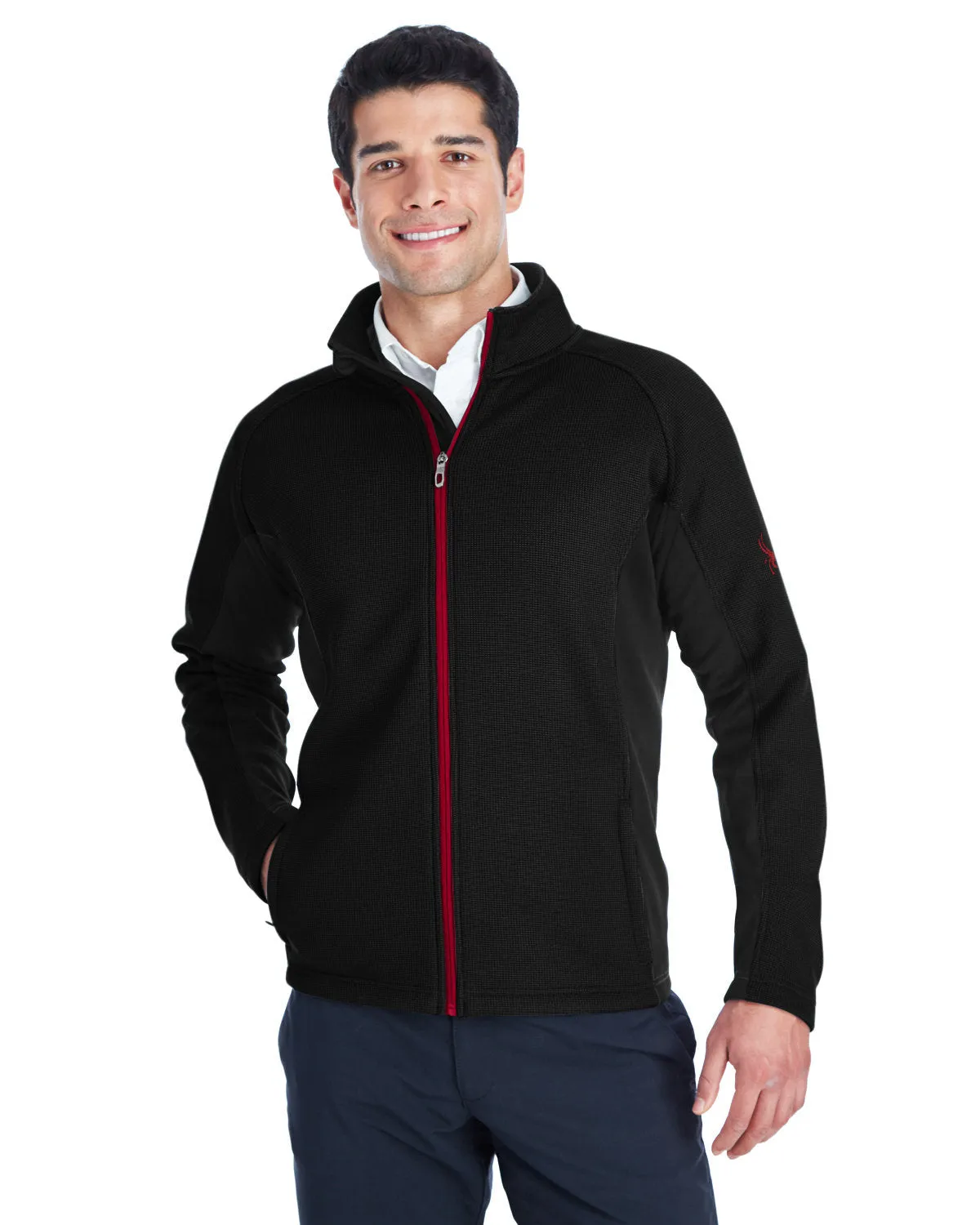 Spyder Constant Full Zip Sweaters, Fleece Black/ Blk/ Red