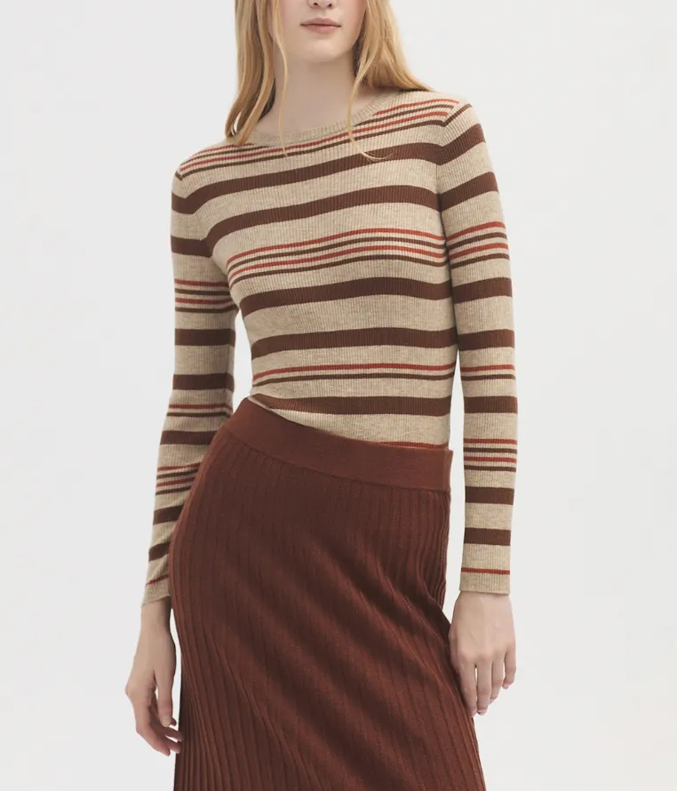 Striped Sweater in Tan Stripe