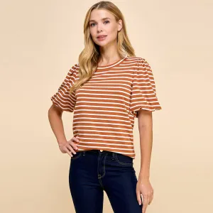 Striped Top with Puffed Sleeves