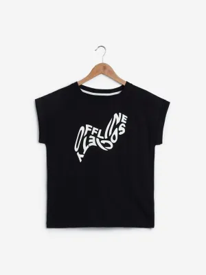 Studiofit Black Typographic Print T-Shirt