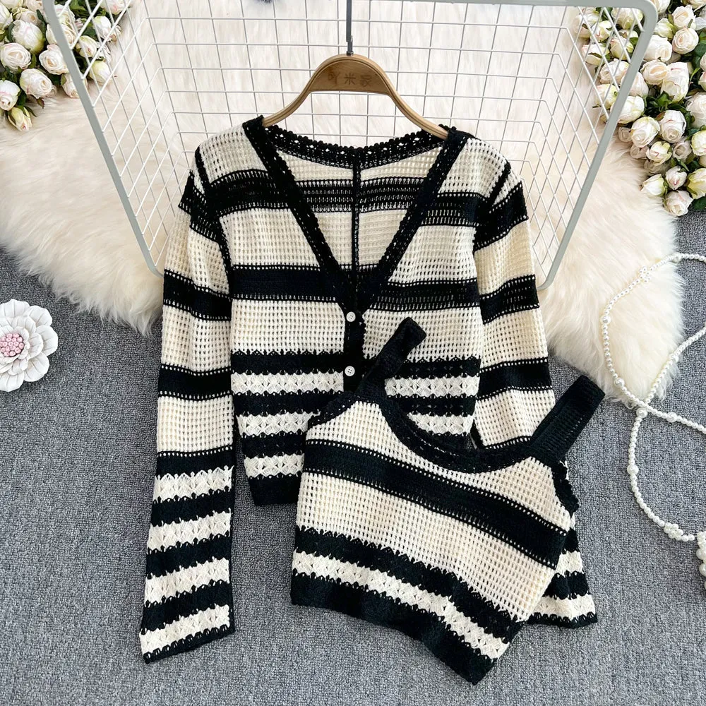 Stylish Two Piece Cardigan Sweater    S412