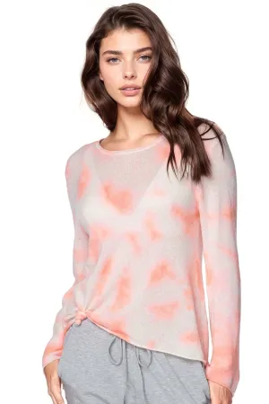 Sunrise Sunset Cashmere Crewneck Sweater | Coral & PInk Tie-Dye