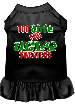 Too Cute For Ugly Sweaters Screen Print Dog Dress Black 4x