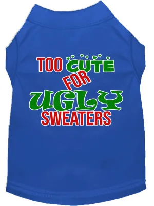 Too Cute For Ugly Sweaters Screen Print Dog Shirt Blue Xxl