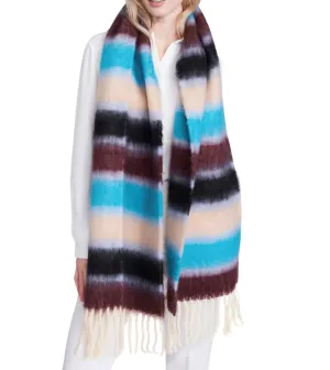 Turquoise Striped Oversized Scarf