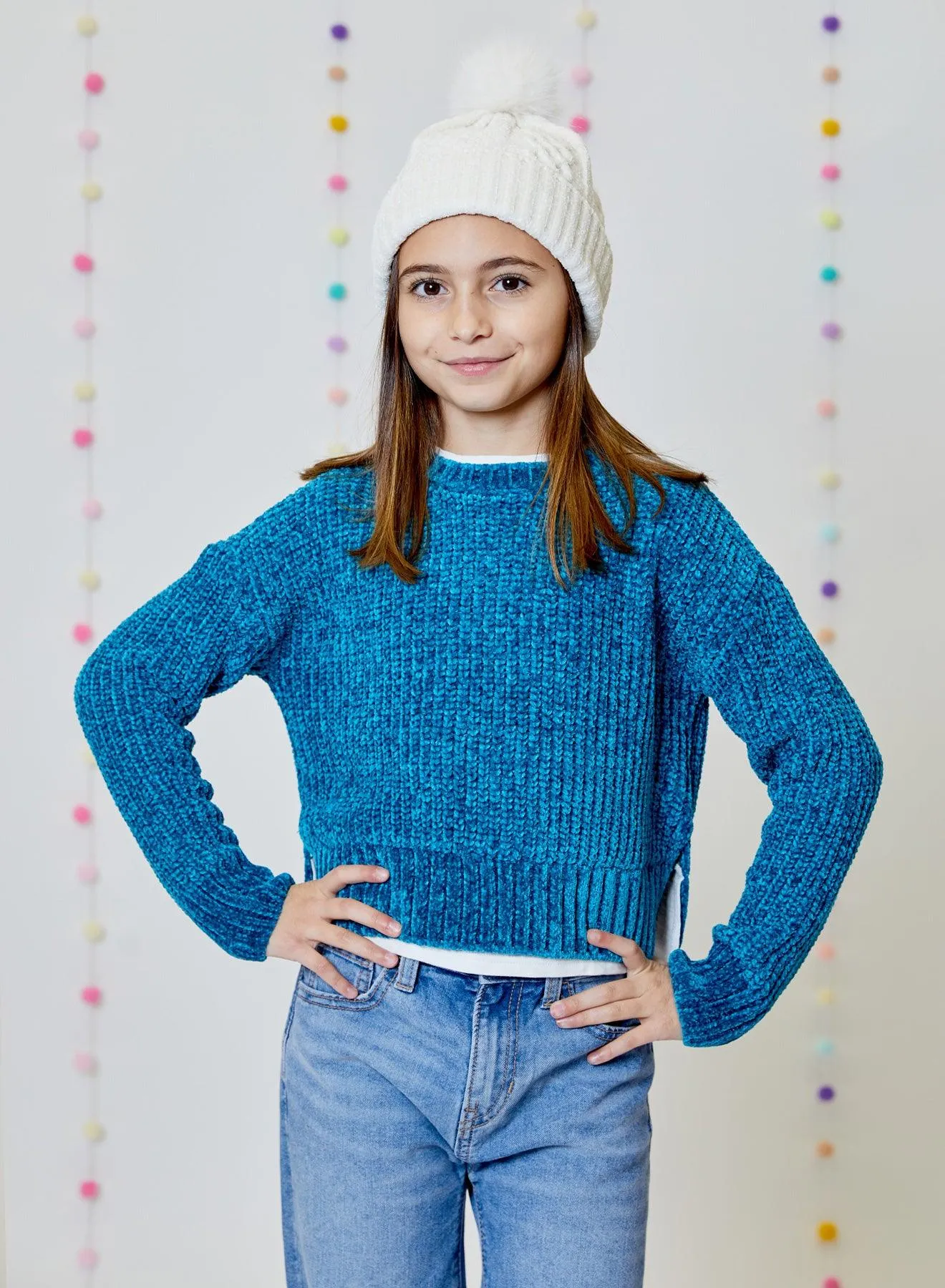 Tween Sweaters | Dashing Blue Speckle Combo Sweater| Design History