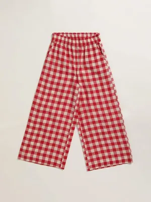 Utsa Kids Red Checked Palazzos (8 -14yrs)