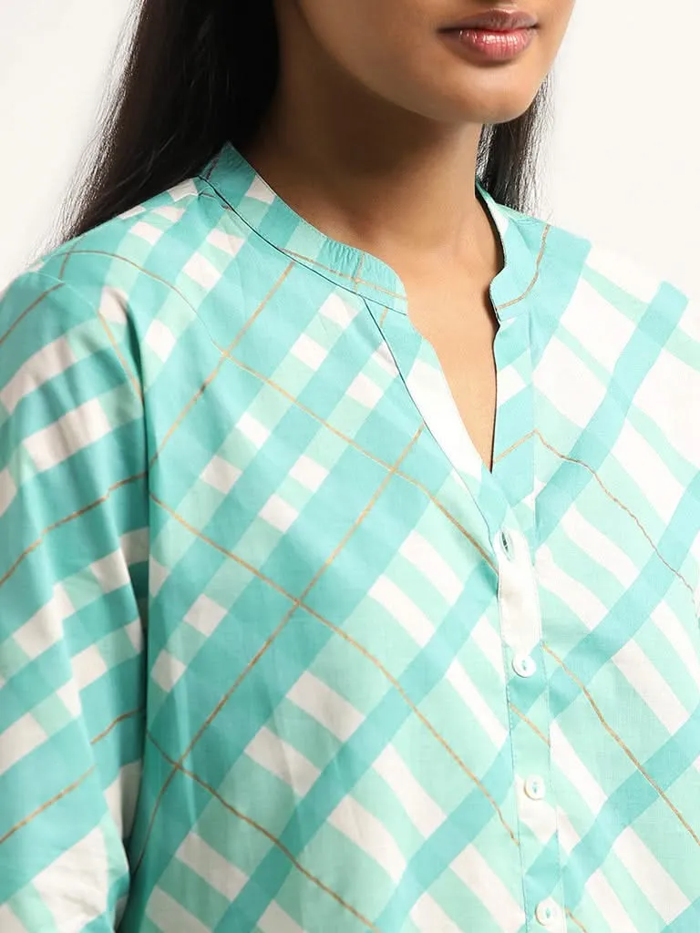 Utsa Lime Floral Cotton Kurta