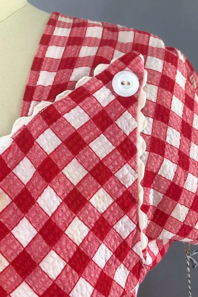 Vintage 1930s Red Gingham Dress