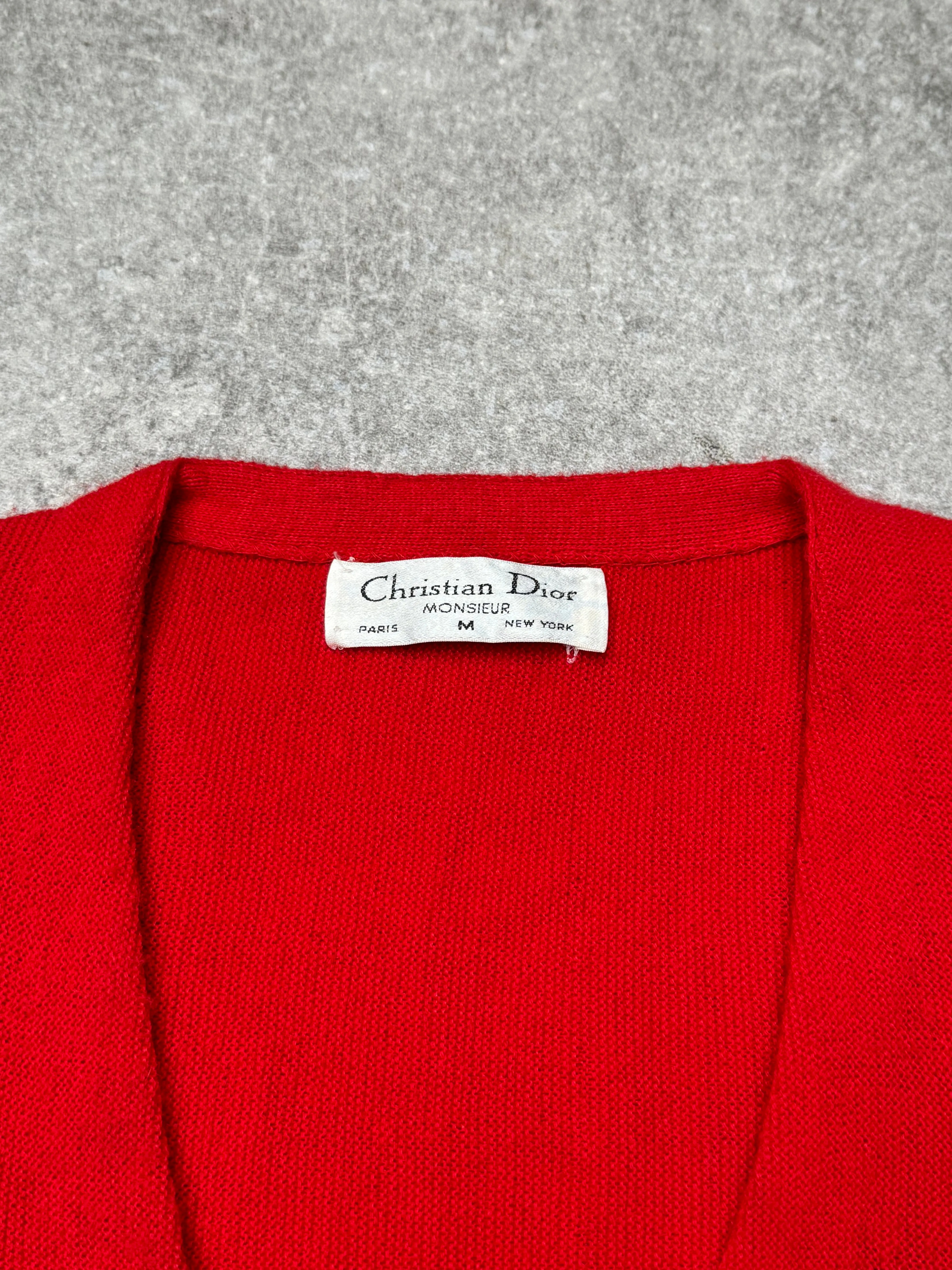 Vintage Christian Dior Red Knit Cardigan