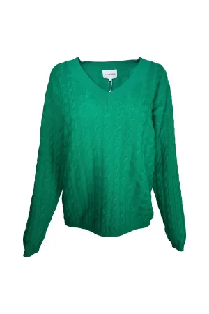 W. Cashmere Stetson Cable Knit V-Neck Pullover 24FHA0101R1 | Green