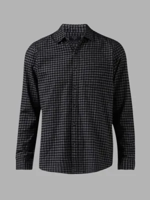 WES Casuals Black Checked Cotton Slim-Fit Shirt