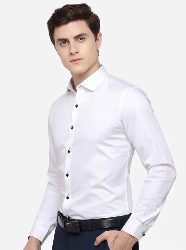 White Solid Slim Fit Party Wear Shirt | JB Studio