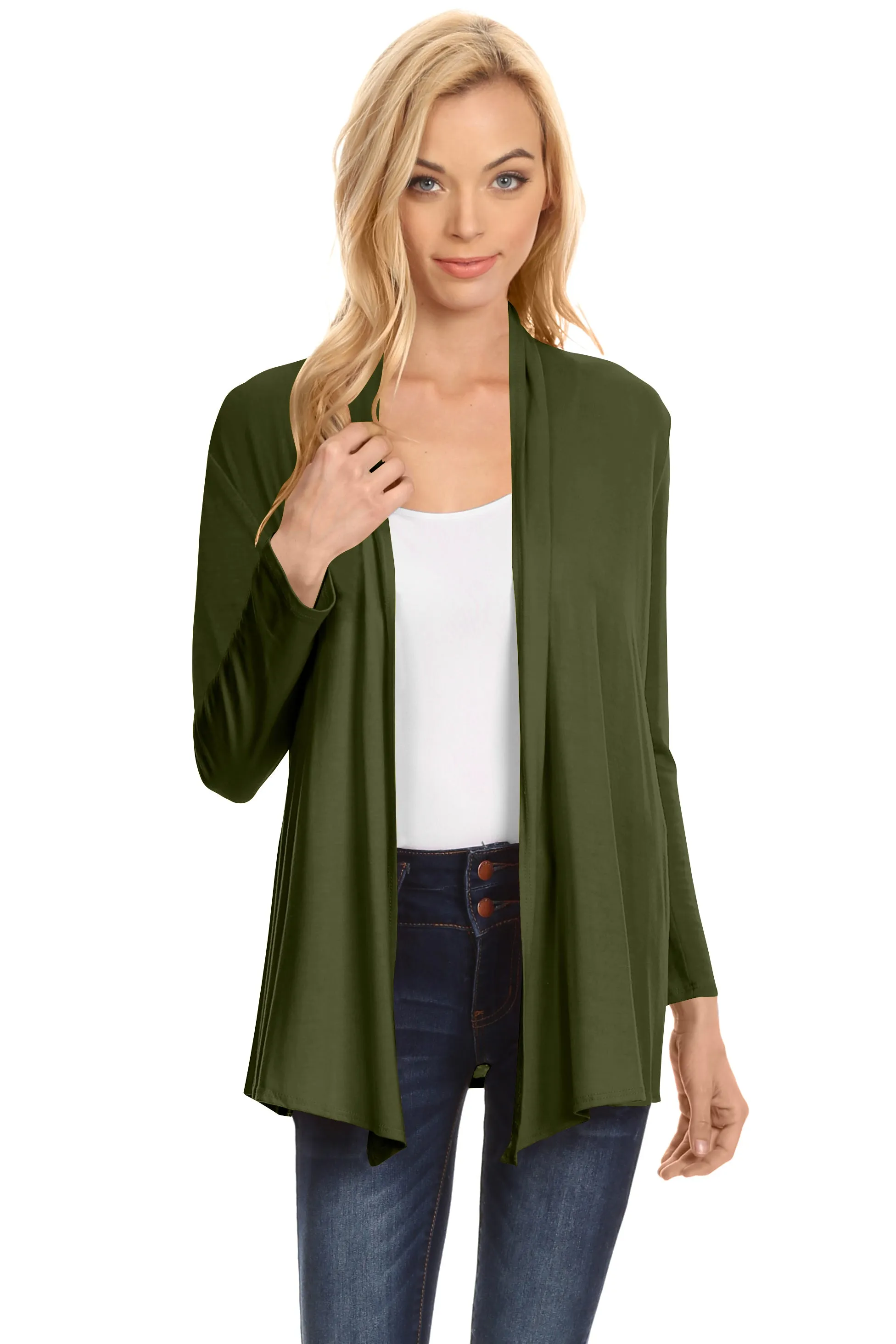 Womens Open Drape Cardigan Reg and Plus Size Cardigan Sweater Long Sleeves - USA