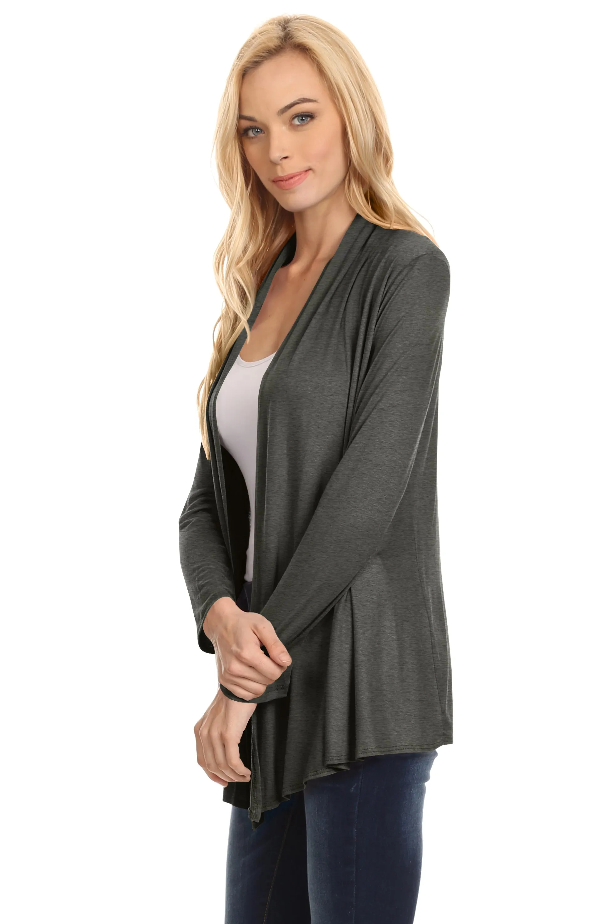 Womens Open Drape Cardigan Reg and Plus Size Cardigan Sweater Long Sleeves - USA