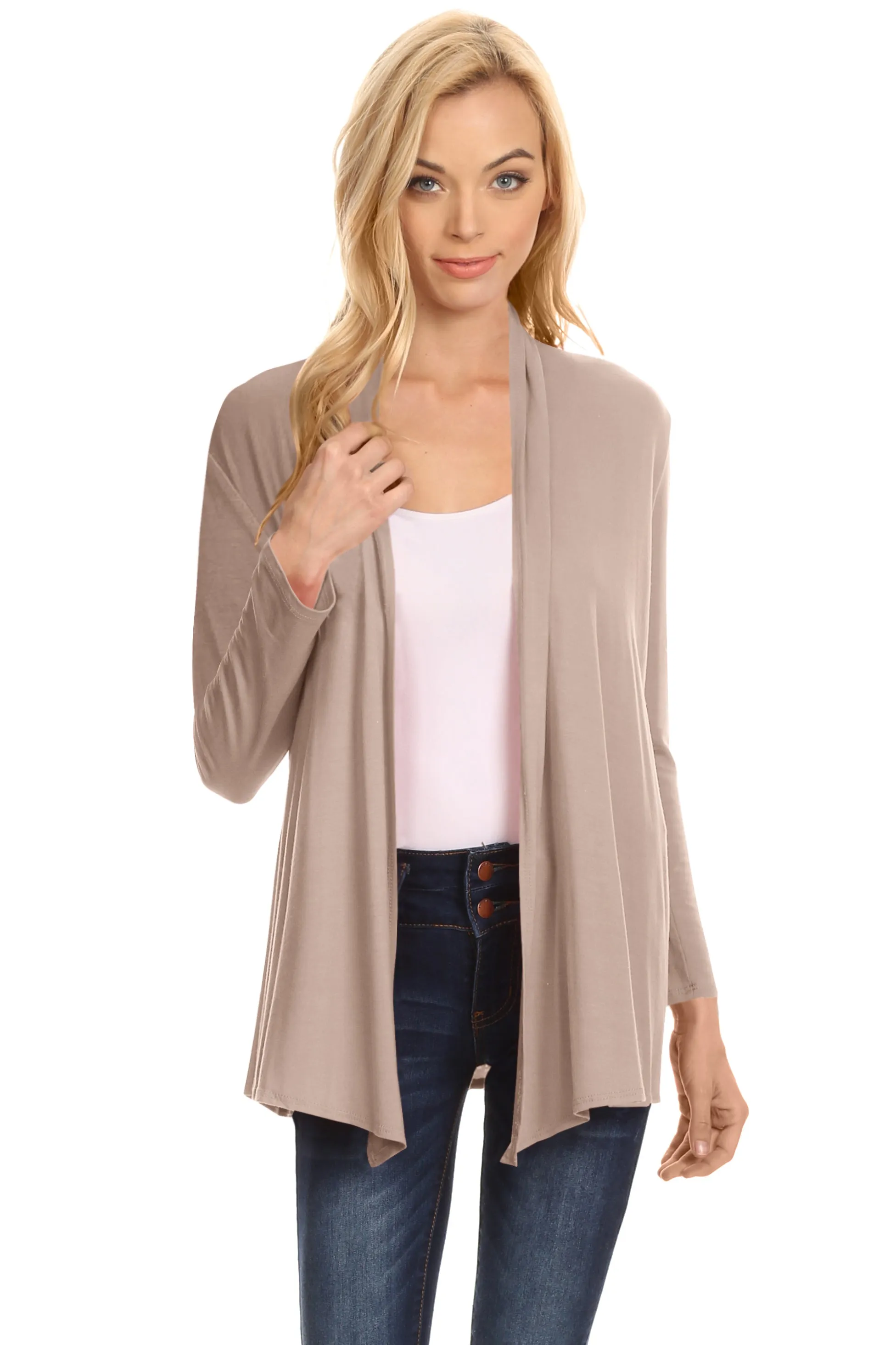 Womens Open Drape Cardigan Reg and Plus Size Cardigan Sweater Long Sleeves - USA