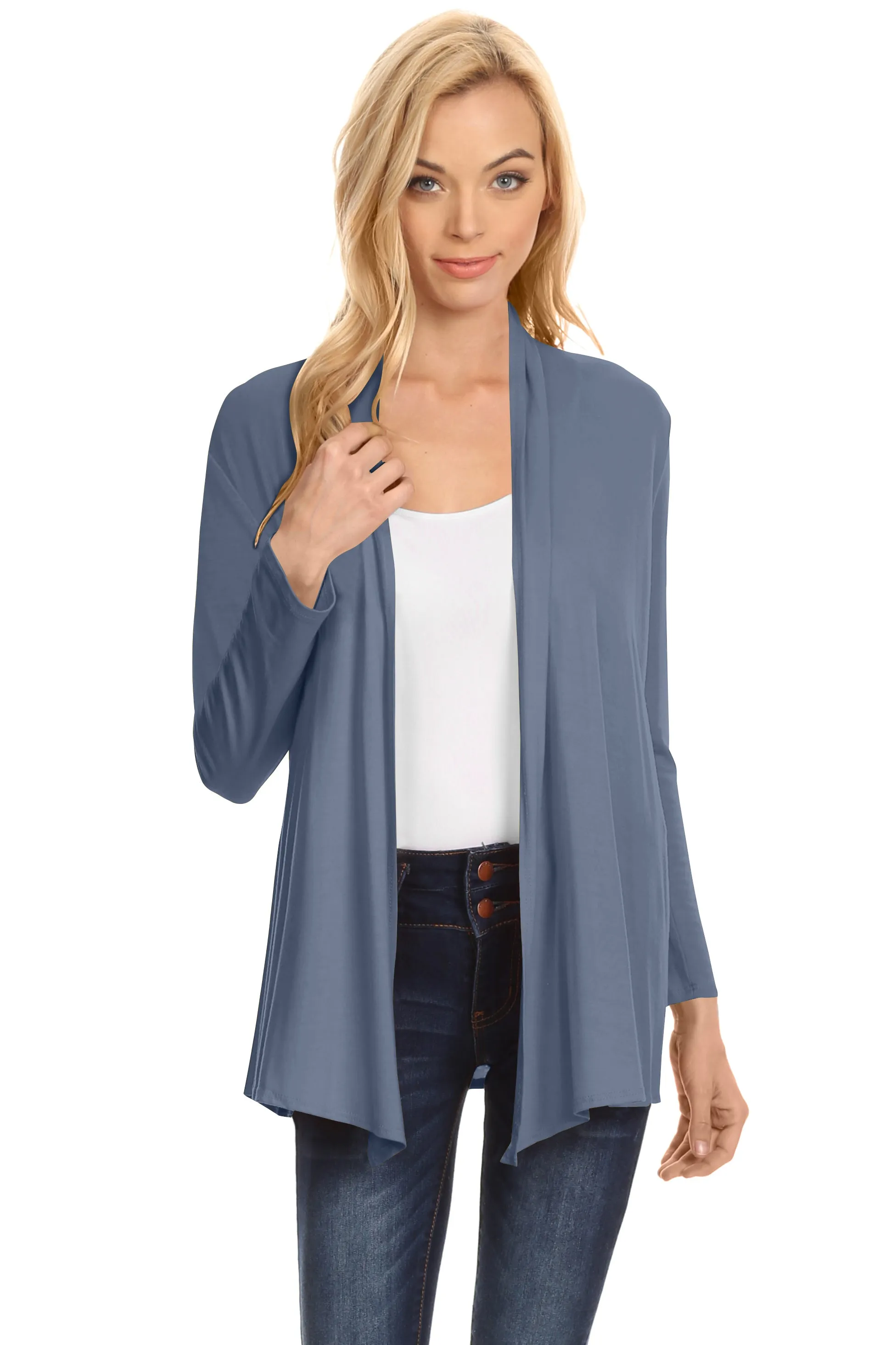 Womens Open Drape Cardigan Reg and Plus Size Cardigan Sweater Long Sleeves - USA